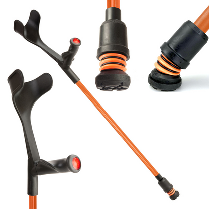 Flexyfoot Comfort Grip Open Cuff Crutch - Orange - Left