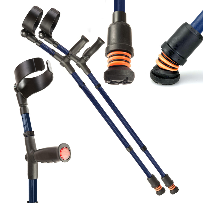 FLEXYFOOT SOFT GRIP DOUBLE ADJUSTABLE CRUTCH - BLUE