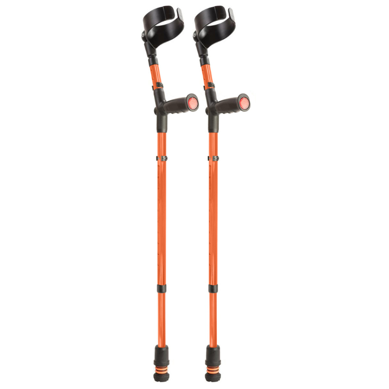 Flexyfoot Soft Grip Double Adjustable Crutch - Orange