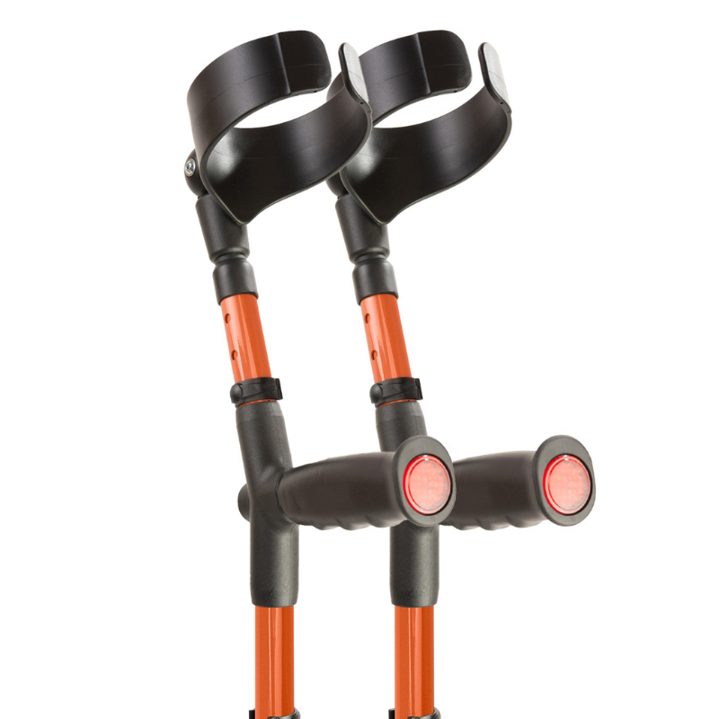 Flexyfoot Soft Grip Double Adjustable Crutch - Orange