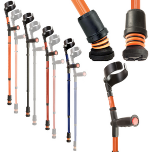 Flexyfoot Soft Grip Double Adjustable Crutch - Orange