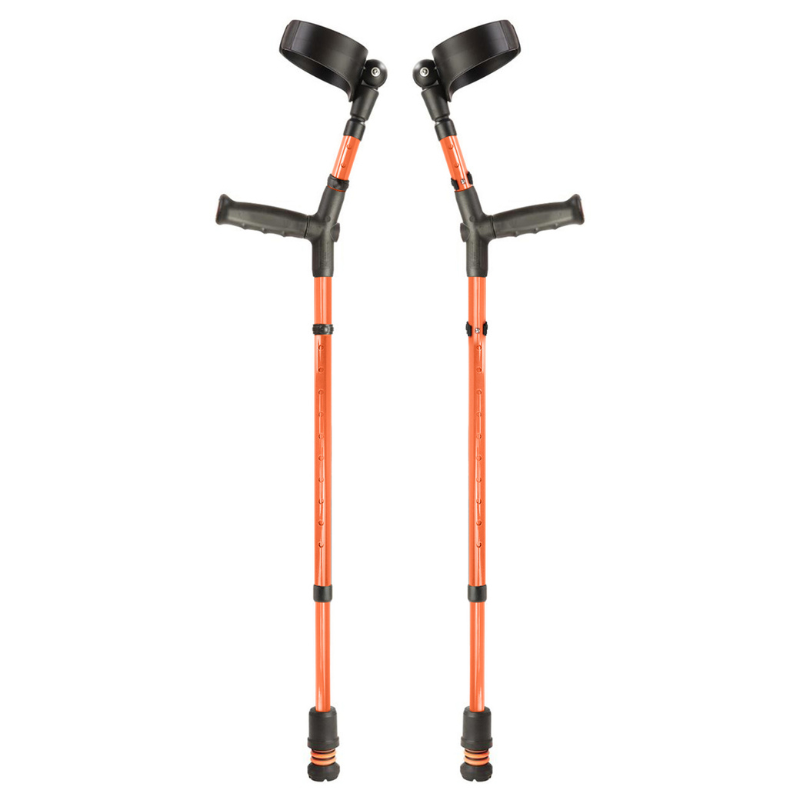 Flexyfoot Soft Grip Double Adjustable Crutch - Orange