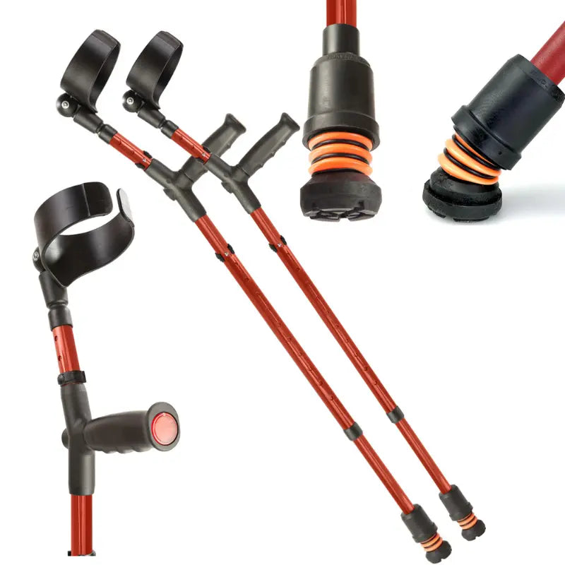 Flexivity Flexyfoot Soft Grip Double Adjustable Crutch - Red - Mobility World UK