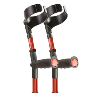 Flexyfoot Soft Grip Double Adjustable Crutch - Red