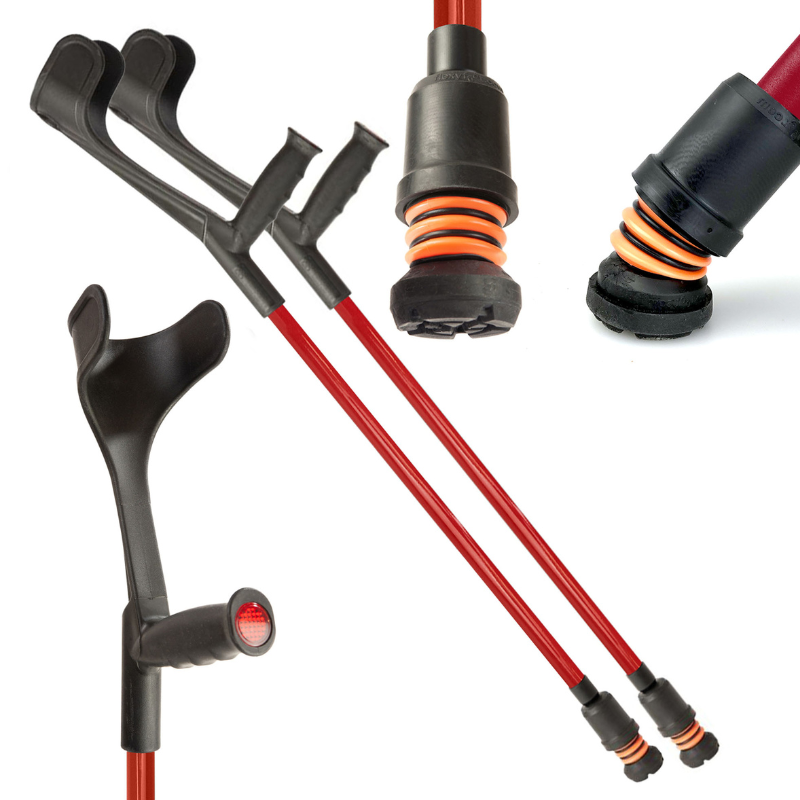 Flexyfoot Soft Grip Open Cuff Crutch - Red