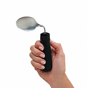 Good Grips Cutlery has a soft cushion grip that keeps the utensil in the hand - even when wet