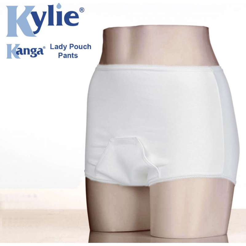 Kanga Lady Pouch Pants - S White 100% cotton