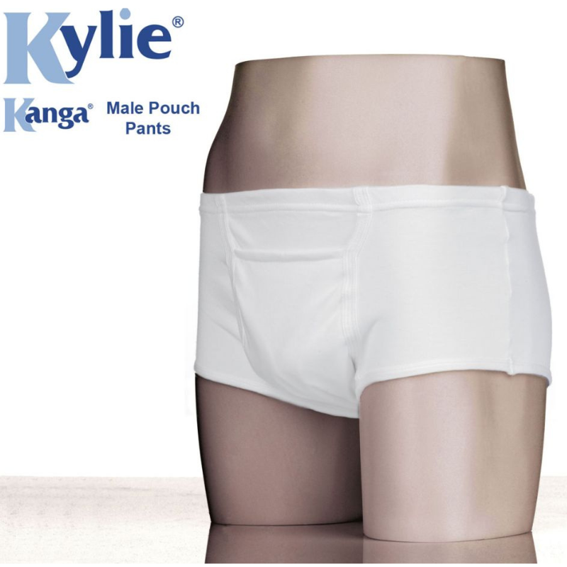 Kanga Male Pouch Pants - M White 100% cotton