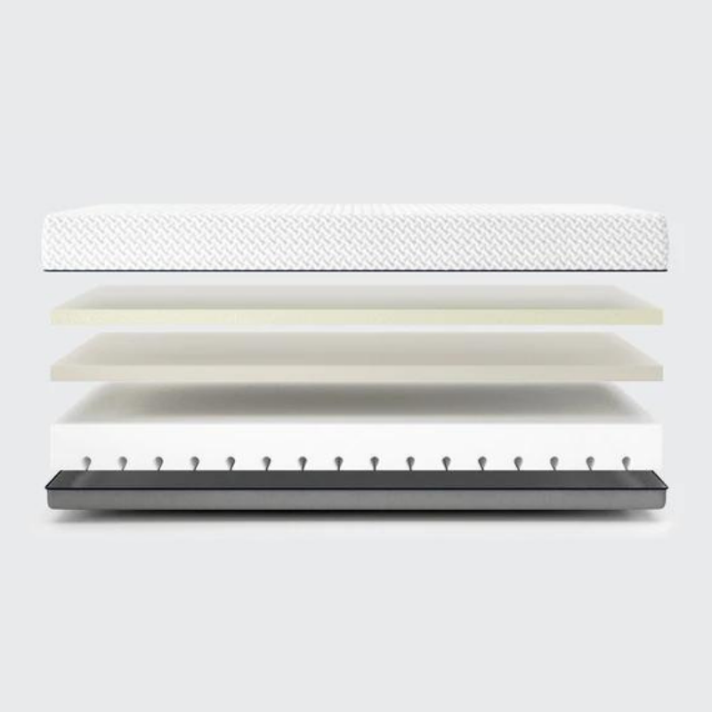 The Multi-layered mattress with high-density base support foam, visco foam and a natural latex topping foam.