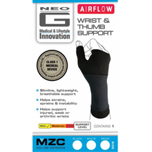 Load image into Gallery viewer, Neo G Airflow Wrist &amp; Thumb Support Small: 13 - 16 cm; Medium: 16 - 19 cm; Large: 19 - 23 cm