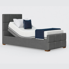 Load image into Gallery viewer, The Edel sports a matching detailed head and foot board giving it a grand, plush appearance. Comes as standard with back/leg adjustment, wireless control and zero gravity mode.