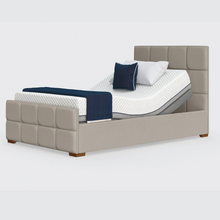 Load image into Gallery viewer, The Edel sports a matching detailed head and foot board giving it a grand, plush appearance. Comes as standard with back/leg adjustment, wireless control and zero gravity mode.