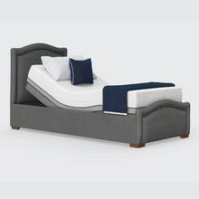 Load image into Gallery viewer, The Edel sports a matching detailed head and foot board giving it a grand, plush appearance. Comes as standard with back/leg adjustment, wireless control and zero gravity mode.