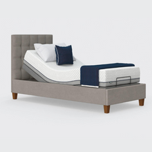 Load image into Gallery viewer, The Hagen is a deep bedstead design with four wooden corner feet. Comes as standard with back/leg adjustment, wireless control and zero gravity mode.