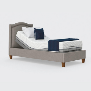 The Flyte is raised on four wooden legs to give underbed clearance. Comes as standard with back/leg adjustment, wireless control and zero gravity mode.