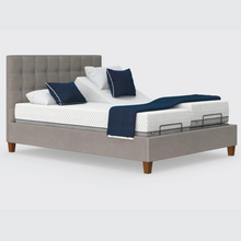 Load image into Gallery viewer, The Flyte Dual has a split/twin mattress platform allowing each side to be controlled independently. The bed is raised on legs for underbed clearance.