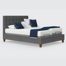 Load image into Gallery viewer, The Flyte Dual has a split/twin mattress platform allowing each side to be controlled independently. The bed is raised on legs for underbed clearance.