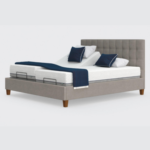 The Flyte Dual has a split/twin mattress platform allowing each side to be controlled independently. The bed is raised on legs for underbed clearance.