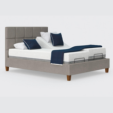 Load image into Gallery viewer, The Flyte Dual has a split/twin mattress platform allowing each side to be controlled independently. The bed is raised on legs for underbed clearance