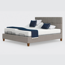 Load image into Gallery viewer, The Flyte Dual has a split/twin mattress platform allowing each side to be controlled independently. The bed is raised on legs for underbed clearance