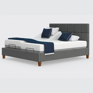 The Flyte Dual has a split/twin mattress platform allowing each side to be controlled independently. The bed is raised on legs for underbed clearance