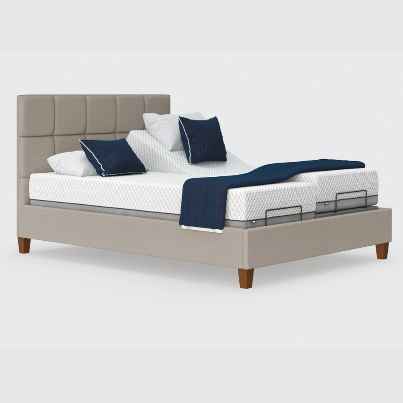 The Flyte Dual has a split/twin mattress platform allowing each side to be controlled independently. The bed is raised on legs for underbed clearance