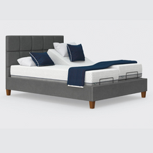 Load image into Gallery viewer, The Flyte Dual has a split/twin mattress platform allowing each side to be controlled independently. The bed is raised on legs for underbed clearance