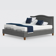 Load image into Gallery viewer, The Flyte Dual has a split/twin mattress platform allowing each side to be controlled independently. The bed is raised on legs for underbed clearance.