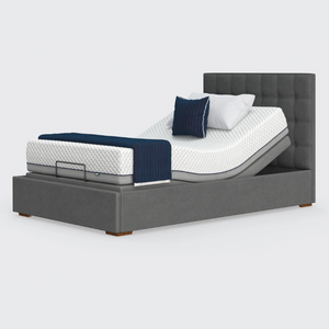 The Hagen is a deep bedstead design with four wooden corner feet. Comes as standard with back/leg adjustment, wireless control and zero gravity mode.