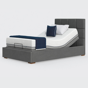 The Hagen is a deep bedstead design with four wooden corner feet. Comes as standard with back/leg adjustment, wireless control and zero gravity mode.