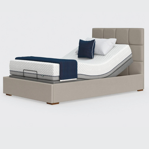 The Hagen is a deep bedstead design with four wooden corner feet. Comes as standard with back/leg adjustment, wireless control and zero gravity mode.