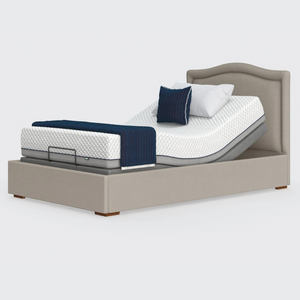 The Hagen is a deep bedstead design with four wooden corner feet. Comes as standard with back/leg adjustment, wireless control and zero gravity mode