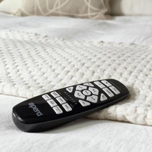 Load image into Gallery viewer, The Hagen Dual has a split/twin mattress platform allowing each side to be controlled independently. The bed a deep base design with four wooden corner feet