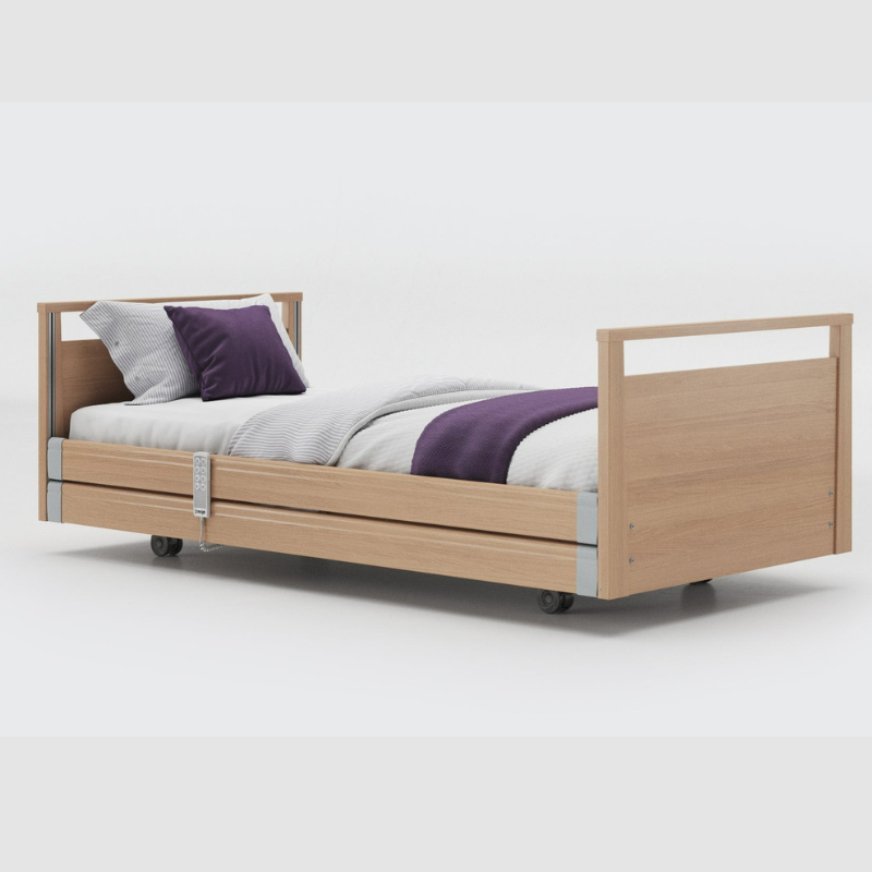 Opera Signature Profiling Bed With Cot Sides is an elegantly-styled care bed designed for user mobility and nursing care. Ideal for users with advanced care needs that want to maintain a homely and inviting care environment.