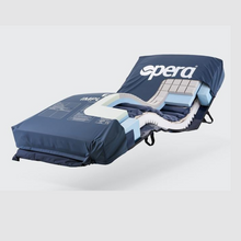 Load image into Gallery viewer, The Opera® Signature Upholstered is height adjustable for nursing and access. The bed has an extensive height range that allows it to be lowered close to the floor and raised to a carer&#39;s waist level.