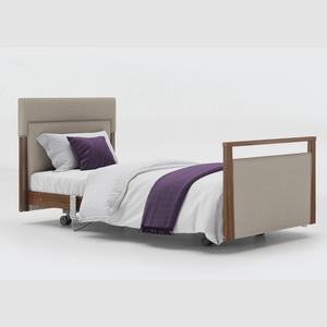 The Opera® Signature Upholstered is height adjustable for nursing and access. The bed has an extensive height range that allows it to be lowered close to the floor and raised to a carer's waist level.