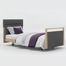 Load image into Gallery viewer, Opera Signature Upholstered Profiling Bed. The padded head and footboard design ensure&#39;s a comfortable and elegant finish. With height adjustment and full profiling features, this care bed is suitable for almost all user types.