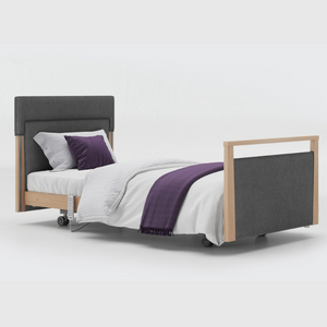 Opera Signature Upholstered Profiling Bed. The padded head and footboard design ensure's a comfortable and elegant finish. With height adjustment and full profiling features, this care bed is suitable for almost all user types.