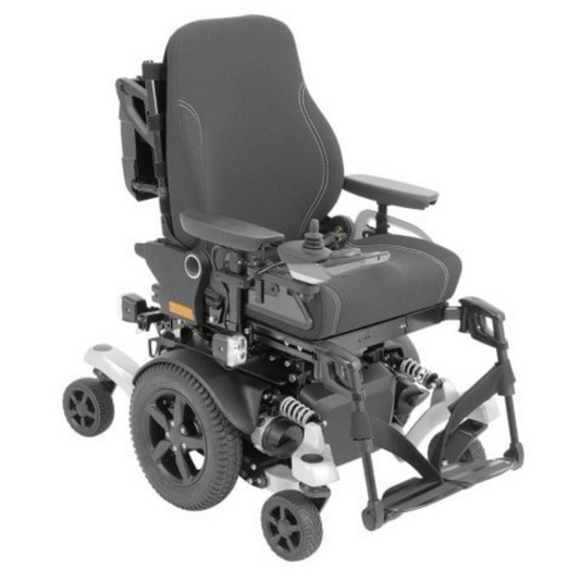 Juvo B5/B6 mid-wheel drive power chair offers incomparable driving characteristics for all fields of application. The single-wheel suspension and torsion drive system form the basis for this intuitive drive type gives explicit maneuverability and sturdiness when used._img