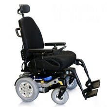 Load image into Gallery viewer, The Lightning rear-wheel drive power chair is representing great maneuverability and a high forward pivot long trail arm, that provides improved obstacle climbing performance and it has got an improved ATX Suspension for a smoother ride.