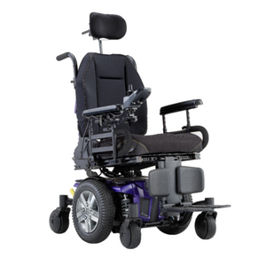The Quantum Rehab Q4 wheelchair is a compact Mid-Wheel 6 Drive power chair that is a perfect solution for both indoor and outdoor use.  With an average speed of 4 mph, Q4 features a tight turning radius of 508 mm (20”) which provides an outstanding performance making Q4 easily maneuverable for any user.