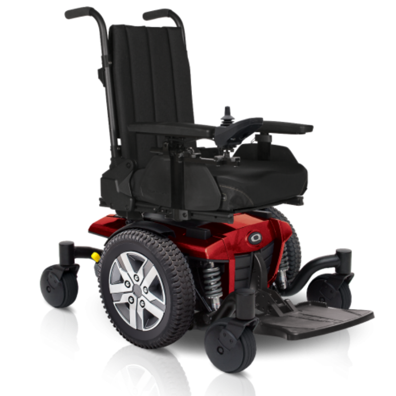 The Quantum Rehab Q4 wheelchair is a compact Mid-Wheel 6 Drive power chair that is a perfect solution for both indoor and outdoor use.  With an average speed of 4 mph, Q4 features a tight turning radius of 508 mm (20”) which provides an outstanding performance making Q4 easily maneuverable for any user.