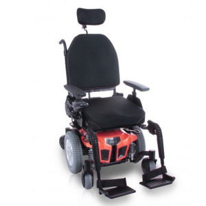 The Quantum Rehab Q4 wheelchair is a compact Mid-Wheel 6 Drive power chair that is a perfect solution for both indoor and outdoor use.  With an average speed of 4 mph, Q4 features a tight turning radius of 508 mm (20”) which provides an outstanding performance making Q4 easily maneuverable for any user.