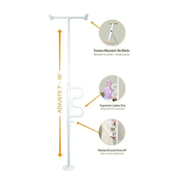 Security Pole & Curve Grab Bar - Mobility World UK