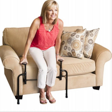 Load image into Gallery viewer, Stander EZ Stand N Go Handle height adjustable from 56-81cm; Width between handles adjustable from 48-66cm. Base dimensions adjustable depth 58cm-66cm; width adjustable from 48-66cm