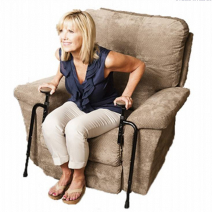 Stander EZ Stand N Go Handle height adjustable from 56-81cm; Width between handles adjustable from 48-66cm. Base dimensions adjustable depth 58cm-66cm; width adjustable from 48-66cm