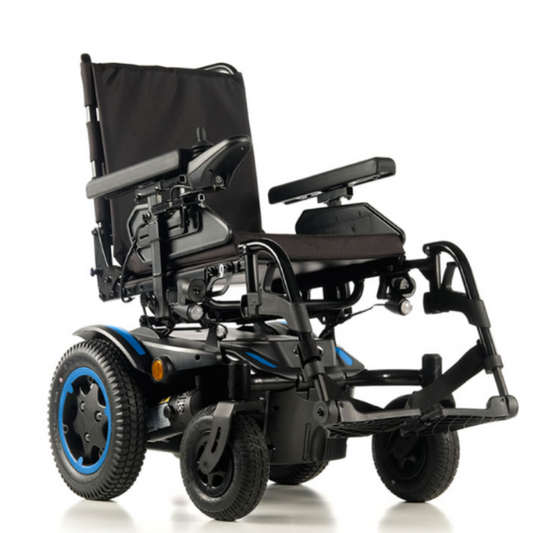 This entry-level powerchair is precision-measured to fit in short spaces without compromising on traction or stability. It also has the ability to climb kerbs up to 100 mm (4"), making it a great choice for those who need a little extra help getting around._img