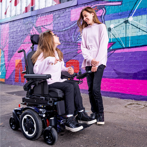 The Q300 M Mini Teens is also ridiculously compact and manoeuvrable, making it perfect for busy classrooms or hallways. There's no need to out-grow your powerchair when you can have the QUICKIE Q300 M Mini Teens.