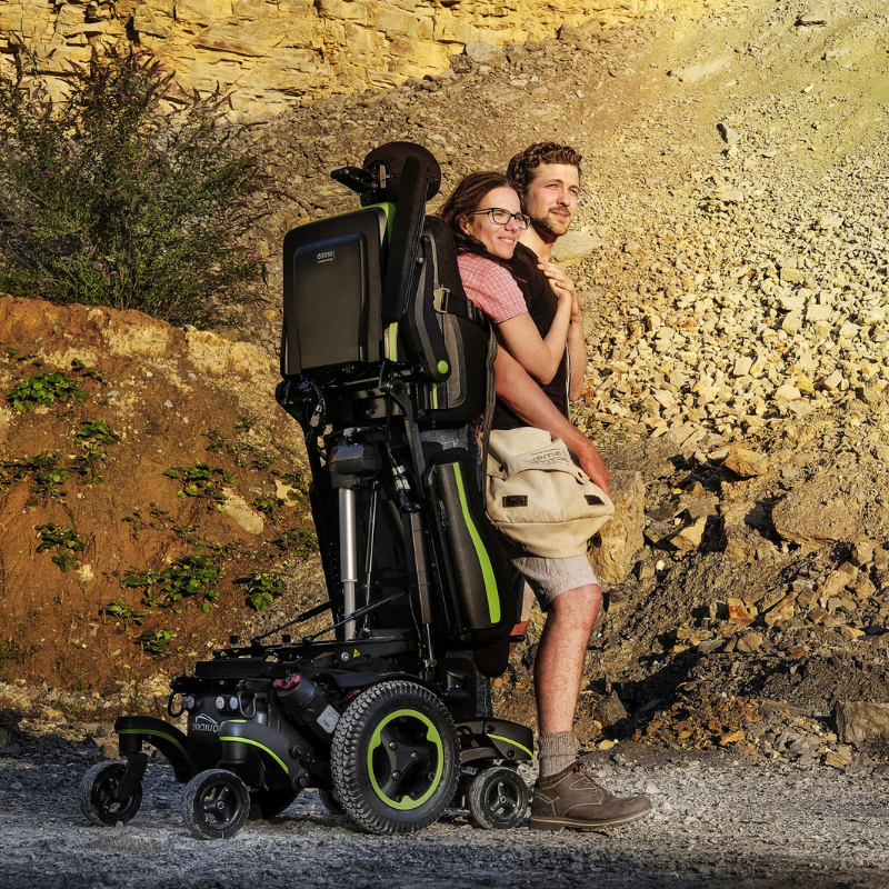 The Q700-UP M Ergo is a top-of-the-line power wheelchair that offers excellent maneuverability in tight compact spaces.
