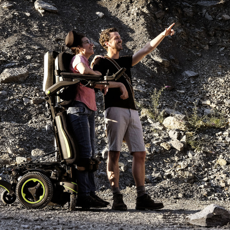 The Q700-UP M Ergo is a top-of-the-line power wheelchair that offers excellent maneuverability in tight compact spaces.